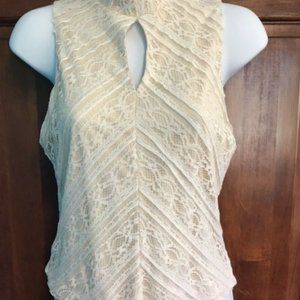 New Women’s Aqua Ivory Lace Keyhole Sleeveless